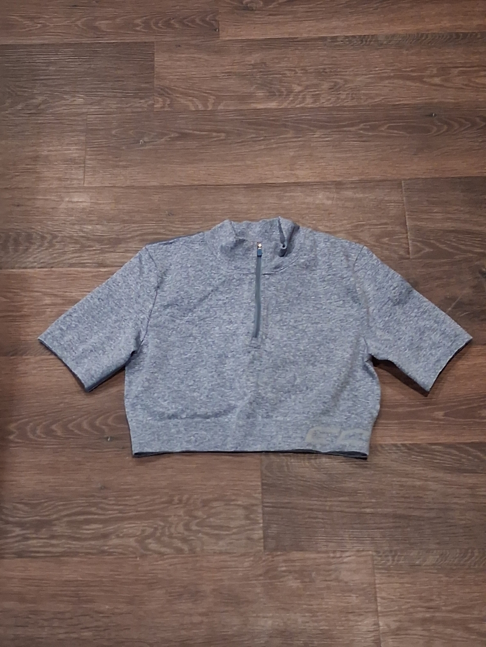 ECHT Heather Gray Cropped Half-Zip Top